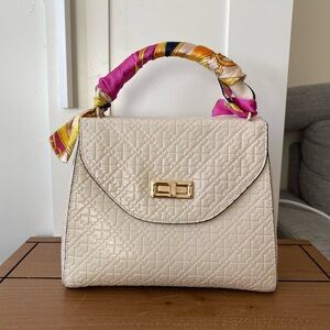 EASTIDE leather cream handbag with removable scarf